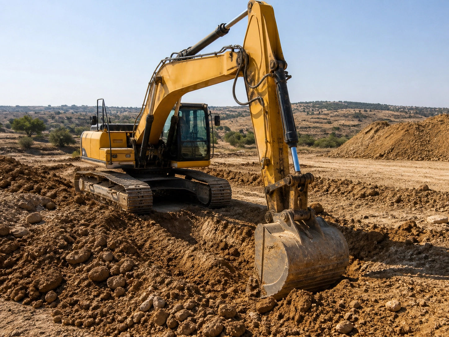 באגר מבצע עבודות חפירה ועבודות עפר בשטח
